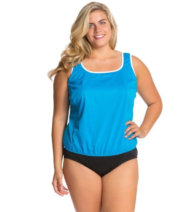 Tuffy Plus Size Chlorine Resistant Polyester Blouson Tankini Top Supply