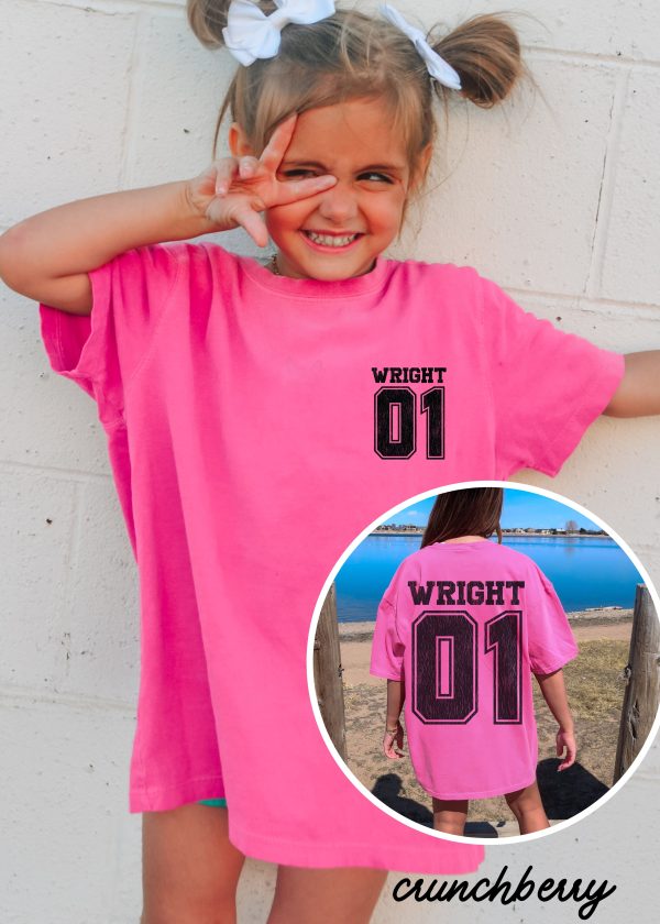 *Youth PERSONALIZED Name and Number Back Print Tee *8 Colors (XS-XL) Cheap